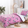 thumbnail image 3 of 3D Panda Rosa Patrón Funda nórdica Set Ropa de cama Set Funda nórdica Fundas de almohada 168, 3 of 8