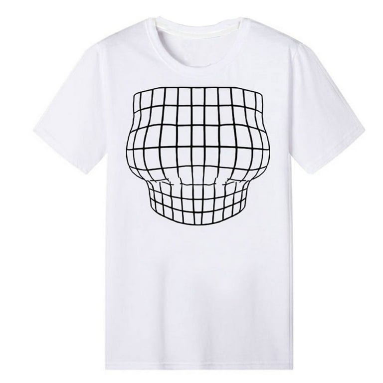GENEMA Women Summer Short Sleeve O-Neck T-Shirt Funny 3D Effect Big Chest  Boobs Optical Illusion Sexy Print Pullover Top Graphic Slim Fit Casual Tee  Blouse Streetwear 