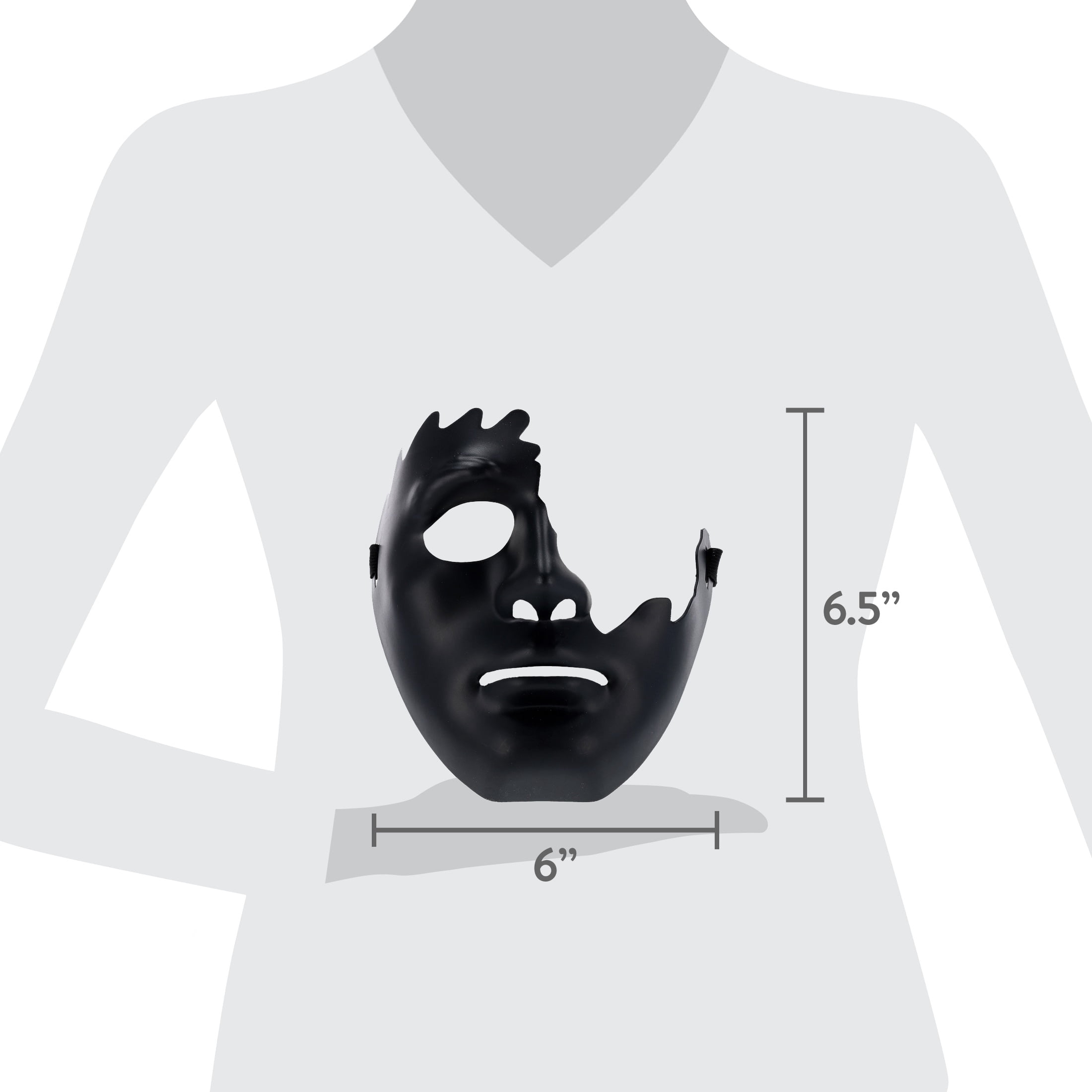 Cracked Half-Mask Costume Accessory for Adults, Black, Halloween by Way To Celebrate