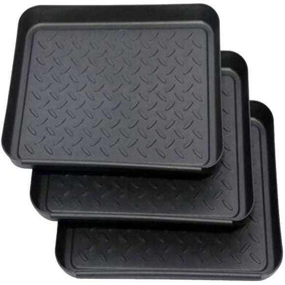 Set of 3 shoe rack, shoe drip tray made of plastic, small shoe mat drip mat, shoe tray, shoe tray, drip tray 35x27x3 cm