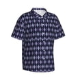thumbnail image 2 of Daiia Purple and Blue Squares Hawaiian Shirt for Men Gentle Cotton Regular Short Sleeve Casual-X-Large, 2 of 9