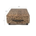 thumbnail image 4 of happimess BSK1006B Chett 26.38" Minimalist Hand-Woven Hyacinth/Wood Underbed Storage Bin with Wheels and Handles, Brown Wash, 4 of 11