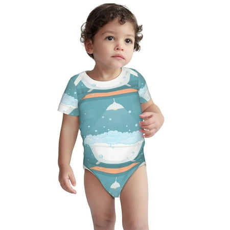 

Fotbe Bathtub with Soap Bubbles Pattern Unisex-baby Short-sleeve Bodysuit Short Sleeve Bodysuits One-piece 100% Organic Cotton for Infant Baby Boys Unisex-6 Months