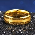 thumbnail image 2 of Wedding Rings Men & Women 8mm Yellow Gold Tungsten Wedding Band Matte Line, 2 of 4