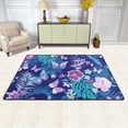thumbnail image 3 of YFYANG 36"x24" Non-Slip Flannel Carpet Doormat, Living Room Bedroom Office Decorative Area Rugs, Indoor Purple Butterfly Flower Doodle Floor Mats, 3 of 7
