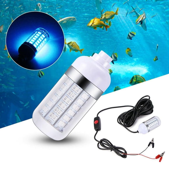 12V 108 LED Lámpara de pesca sumergible Lámpara de con batería de 5 Azul Cola Luz de pesca submarina