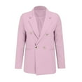 thumbnail image 6 of hoksml Blazers for Women, Solid Color Plus Size Double Button Turndown Collar Suit Jacket Pocket Long Sleeved Mid-length Top S-4XL, 6 of 6
