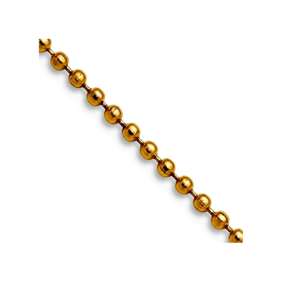 Stainless Steel Ip Gold Plated Polished Fancy Lobster Closure 2.0mm 22inch Ball Chain Necklace 22 Inch Chain Necklace fo