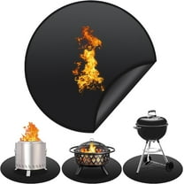 36" Fire Pit Mat,Round Fireproof Under Grill Mat, Oil-Proof Waterproof BBQ Pad for Deck Patio Grass Outdoor Grill Accessories, Portable and Reusable, Glossy Black