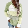 thumbnail image 2 of Xudanell Women's Sweaters Color Block Knit Pullovers Long-Style Fall Hoodies Sweaters for Women Trendy Green XXL, 2 of 4