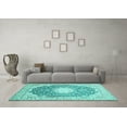 thumbnail image 3 of Ahgly Company Indoor Rectangle Medallion Turquoise Blue Traditional Area Rugs, 8' x 10', 3 of 4