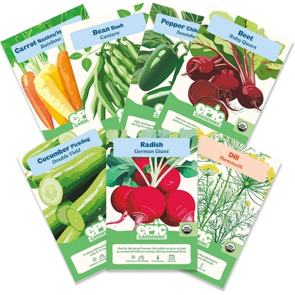 Epic Gardening Pickling Garden Seed Kit, 7 Non-GMO Varieties for Pickling, Includes Beets, Cucumbers, Dill, Jalapeños & More, Easy-to-Grow Seeds