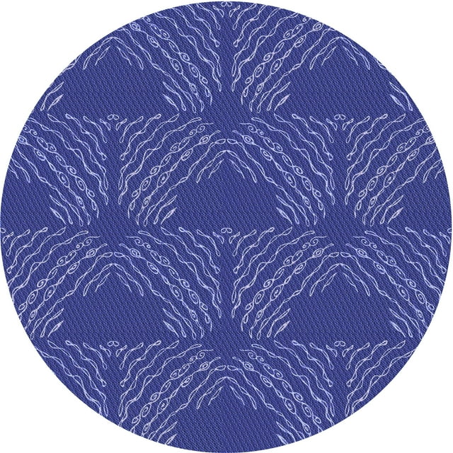 Ahgly Company Tapis Rond Lavable en Machine Intérieur Transitionnel Bleu Cobalt, 4 Pieds Rond