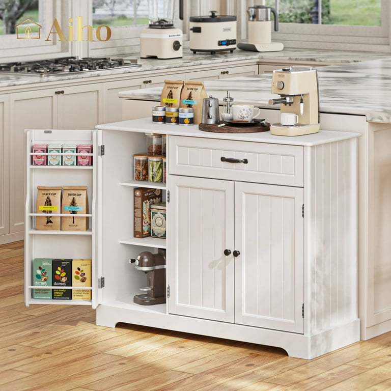 Aiho Kitchen Pantry Cabinet with Doors and Shelves Coffee Bar Cabinet with Storage Sideboard Buffet Cabinet for Kitchen Dining Room Living Room