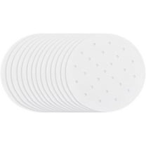 100Pcs 8 Inch Parchment Paper Steamer Liner Food Steamer Paper Flat Round Air Fryer Bamboo Dumpling Small Perforated Sum Buns Mat Liners Pads for Home Kitchen Restaurant Food Cooking
