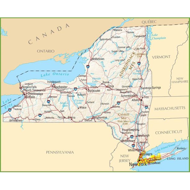 New York State Road Map Nyc City Highway-20 Inch By 30 Inch Laminated Poster With Bright Colors And Vivid Imagery-Fits Perfectly In Many Attractive Frames - Walmart.com