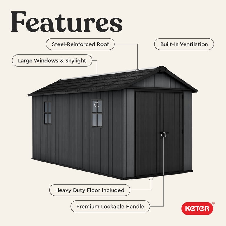 Keter Newton Plus 7.5x15 ft. Durable Resin Outdoor Storage Shed