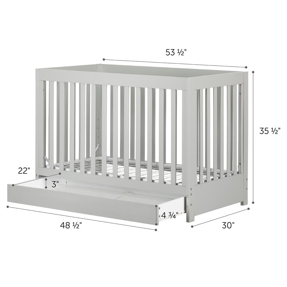 South Shore Cookie Convertible Baby Crib with Drawer, Soft Gray
