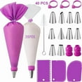 thumbnail image 2 of Silicone Piping Bags and Tips Set Cake DIY Decorating Kit with Stainless Steel Nozzle Reusable Silicone Pastry Baking tool, 2 of 9