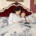 thumbnail image 4 of Erosebridal Navy Vintage Damask Full Size Comforter Sets,Cream Ornate Floral Bedding Comforter Set,3pcs,1 Comforter and 2 Pillowcases,Light Gray Reversible, 4 of 7
