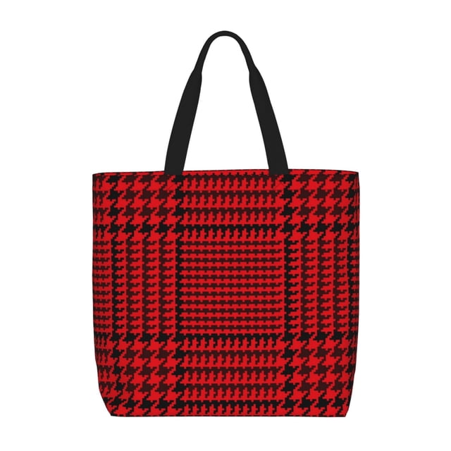 Balery Red Black Houndstooth Bolsa de Mano para Mujeres con Cremallera, Bolsa de Gimnasio con Compartimentos, Bolsa para Laptop, Bolsa para Trabajo