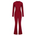 thumbnail image 4 of Womens 2 Piece Set Style Double-Breasted Drape Jacket Pajamas Pants Set Long Sleeve Lapel Set Tracksuit Lounge Set 2025 Clothes Wine XL, 4 of 6