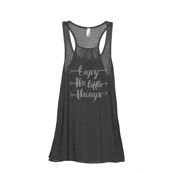 Thread Tank Enjoy Little Things Women's Sleeveless Flowy Racerback Tank Top Charcoal Small