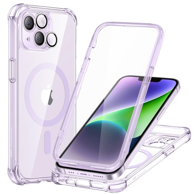 Funda de teléfono ESR para iPhone 14 con vidrio templado transparente morado