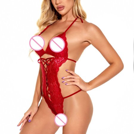 

Gubotare Women S Lingerie Sexy Lingerie for Women Lace Teddy Lingerie Snap Crotch Bodysuit Red XXL