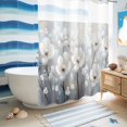 thumbnail image 5 of No Hook Shower Curtain, White Flowers Shower Curtains for Bathroom with See Through Top Window, Retro Camellia Floral Spring Grey Modern Art Waterproof & Washable Bath Curtain 60"x72", 5 of 9