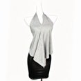 thumbnail image 6 of Halter Tops for Women, Sleeveless V Neck Shirts, Loose Fit, Casual Summer Tops, Vacation Travel Street Wear | VerBelle,Gray S, 6 of 7