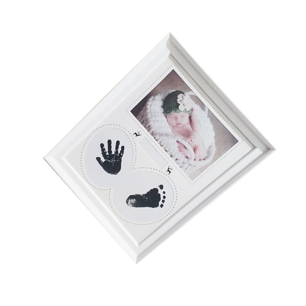 Mobutofu Baby Picture Frame White Wood 1Pack Handprint Display Keepsake