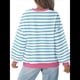 thumbnail image 1 of Camisas de Larga para Mujer, Túnicas Holgadas con Cuello Redondo A Rayas y Bloques de Color de Otoño. Azul 4XL, 1 of 6