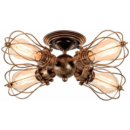 Retro Ceiling Light 4 Lights Metal Vintage Ceiling Light Industry ...