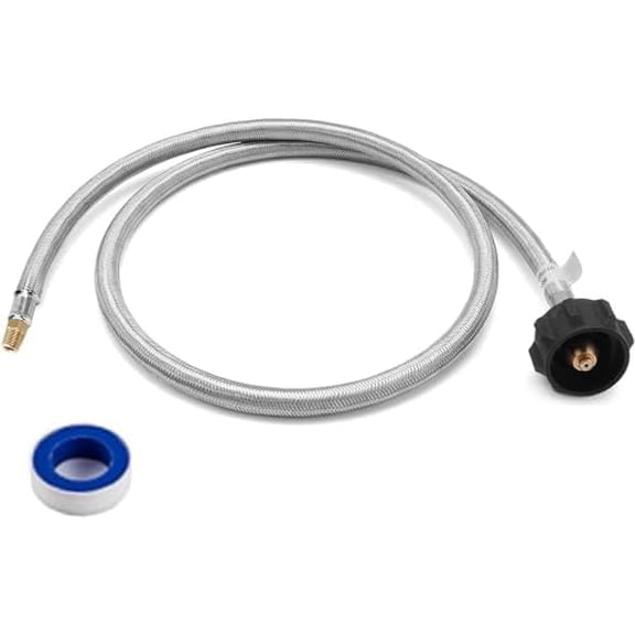 3 FT 1/4 inch Male NPT LP Gas Propane Hose with QCC1/Type1 for RV Trailer, Stainless Steel Braided RV Propane Pigtail Hose Connector for Standard Two-Stage Auto Changeover Regulator$$Garden & Patio