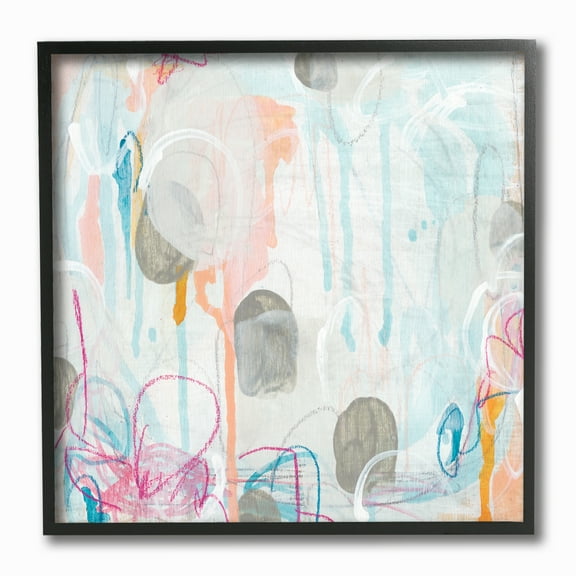 The Stupell Home Decor Collection Lines And Splashes Abstract Painting Framed Giclee Texturized Art, 12 x 1.5 x 12
