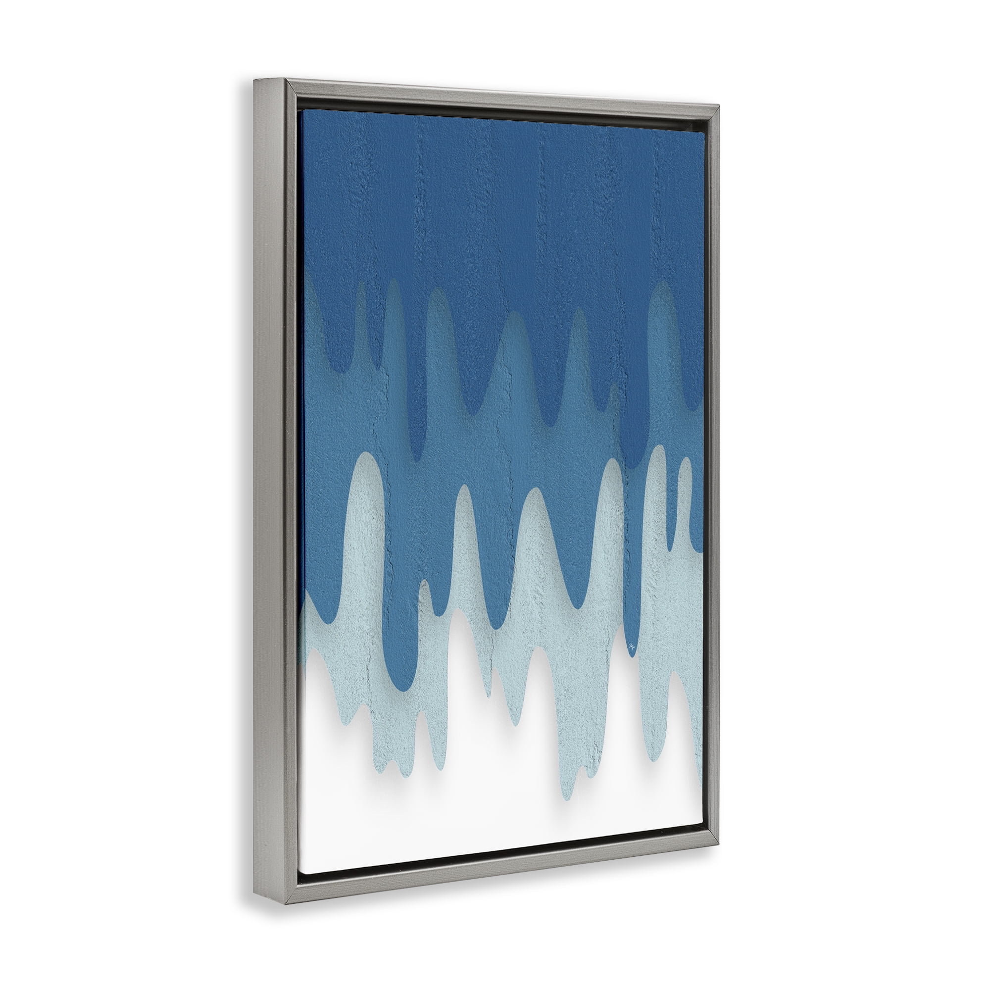 Stupell Industries Water Wave Fluid Contour Gray Framed Floater Canvas Wall Art, design by Martina Pavlova