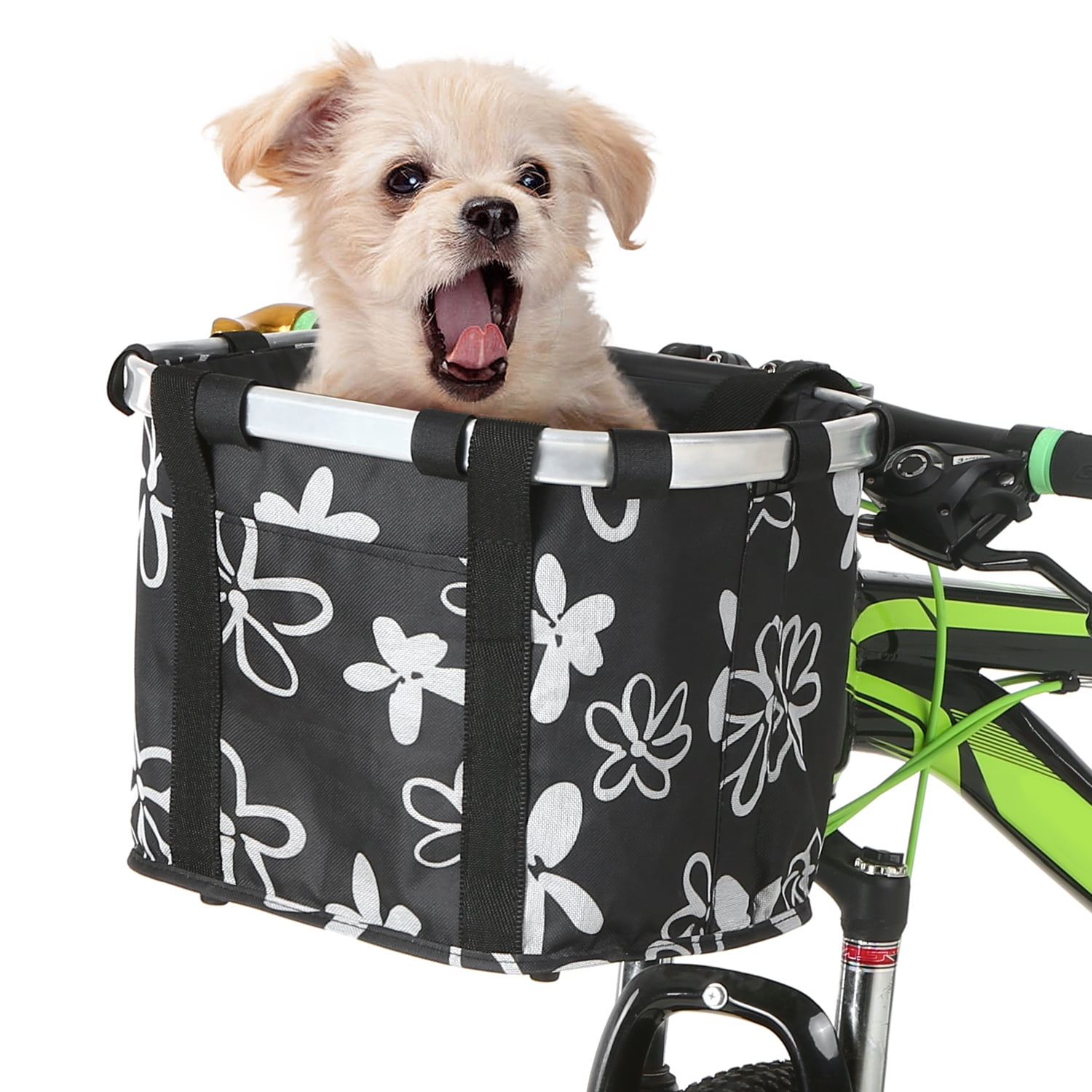 Lixada Bike Detachable Basket Bicycle Front Pet Carrier Canvas Front Bag Aluminum Alloy Frame Pet Basket