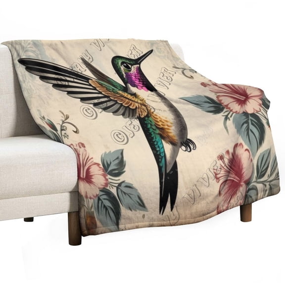 Hummingbird Pattern Flannel Blanket, Super Soft, Warm, Cozy, Fluffy, and Breathable, Perfect Throws for Bed, Couch, Sofa, for All Season Use 30"x40"