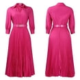 thumbnail image 2 of Women's Plus Size Dress Lapel Pleated Skirt Formal Party Dress Business Dress, 2 of 8