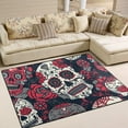 thumbnail image 2 of Coolnut Lightweight Soft Area Rugs, 80 x 58 inch（6'8" x 4'10"） Fashion Skulls Flowers Floor Mat for Kids Playing Room Hardwood Floor Living Room Nursery Rugs, 2 of 6
