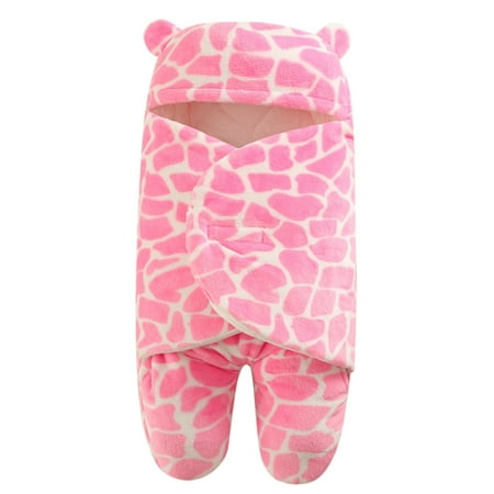 

Infant Baby Boys Girls Cartoon Flannel Swaddle Wrap Printed Sleeping Blanket Cooton Warm Hoodie Swaddle Wrap