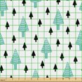 thumbnail image 2 of Ambesonne Forest Fabric by the Yard Upholstery, Woodland with Pine Trees, 10 Yards, Green Charcoal Grey White, 2 of 5