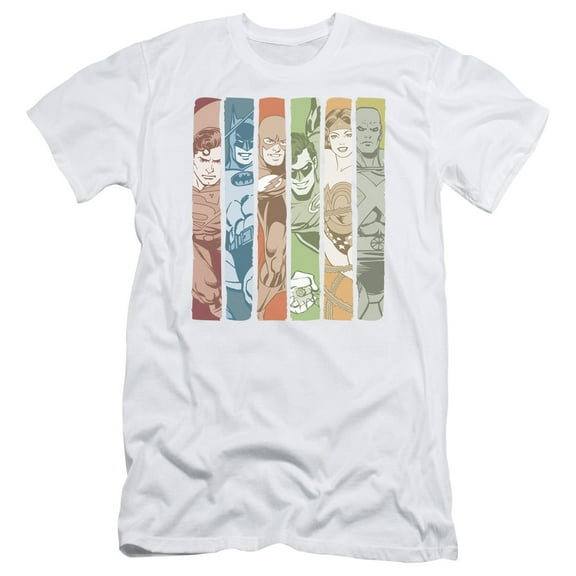 DC Comics Justice League Columns S/S Adult 30/1 T-Shirt White