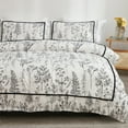thumbnail image 2 of Move Over White Black Plants Bedding Sets Queen Black Mini Pom Poms Duvet Cover Set Ruched Floral Pattern Microfiber No Filling, 2 of 10