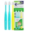 Brilliant Baby Infant Toothbrush, 4-24 Months, Round Head, Soft Bristles, Mint-Mint-Yellow, 3 Pack