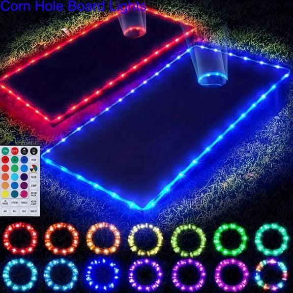 QIULIGHT 2set RGB LED Cornhole Lights Led Corn Hole Lights Cornhole Led Lights for Hole and Board Corn Hole Board