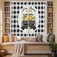 thumbnail image 2 of Summer Lemon Kitchen Curtains 63 Inch Length, Watercolor Truck Yellow Fruits Black Plaid Tiers Curtains for Living Room Berdoom Bathroom, Light Filtering Drapes Window Treatment 2 Panels 42"Wx63"L, 2 of 8