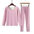 thumbnail image 2 of SnZhen Women's Winter Thermal Underwear Sets Solid Color Inner Wear Bottoming Shirt Thick Top And Pants Suit Pink XXL, 2 of 5