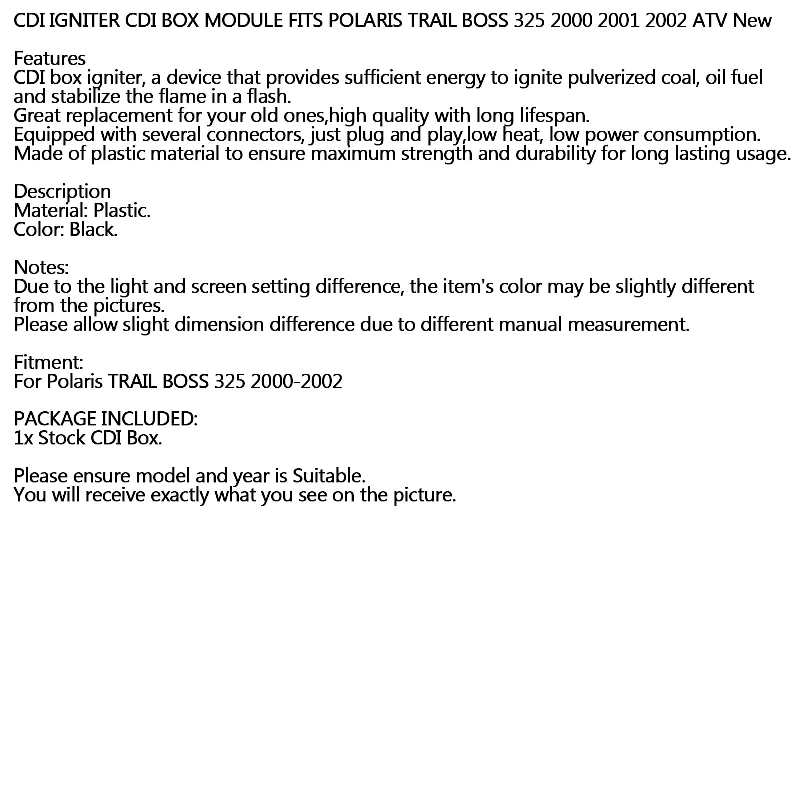 CDI Igniter for POLARIS TRAIL BOSS 325 2000-2002 New 